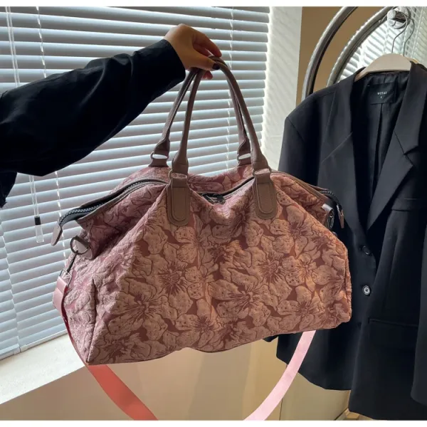 Design Floral Embossed Black Duffle Bag - 33