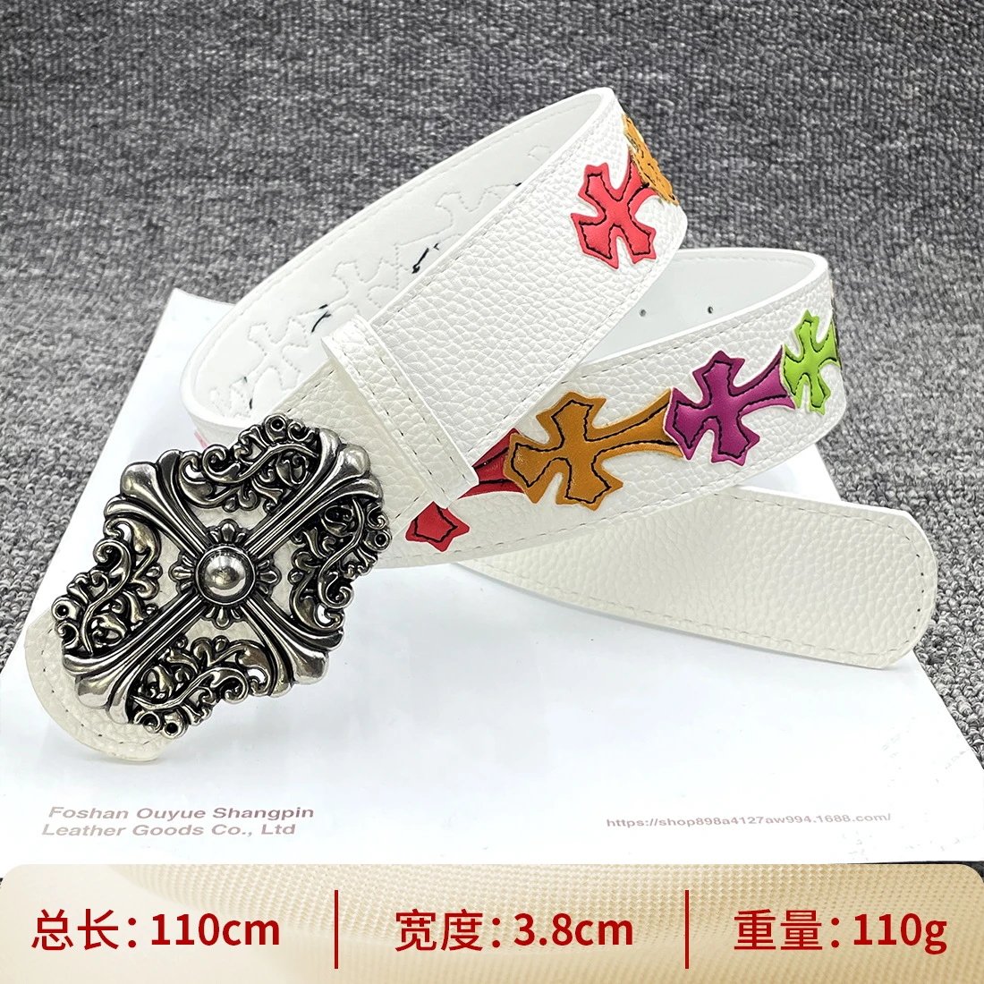 White background color cross 110cm Flower cross waist belt
