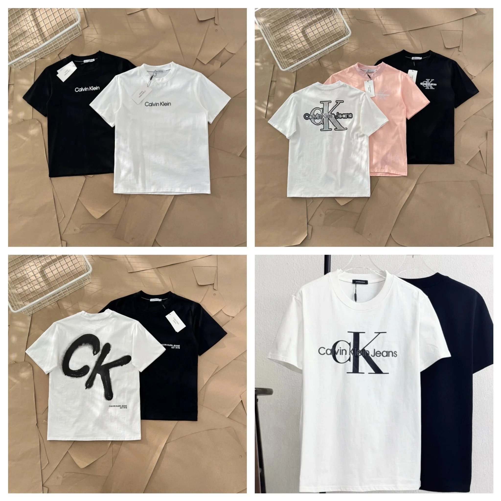 C*** Classic Crew Neck Short Sleeve T-Shirt with Chest Overlay Print Lettering and Embroidery