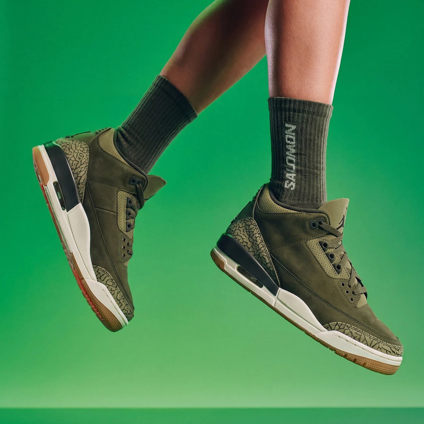 Nike men's Air Jordan 3 AJ3 olive green mid top retro sports basketball shoes DN3707-202