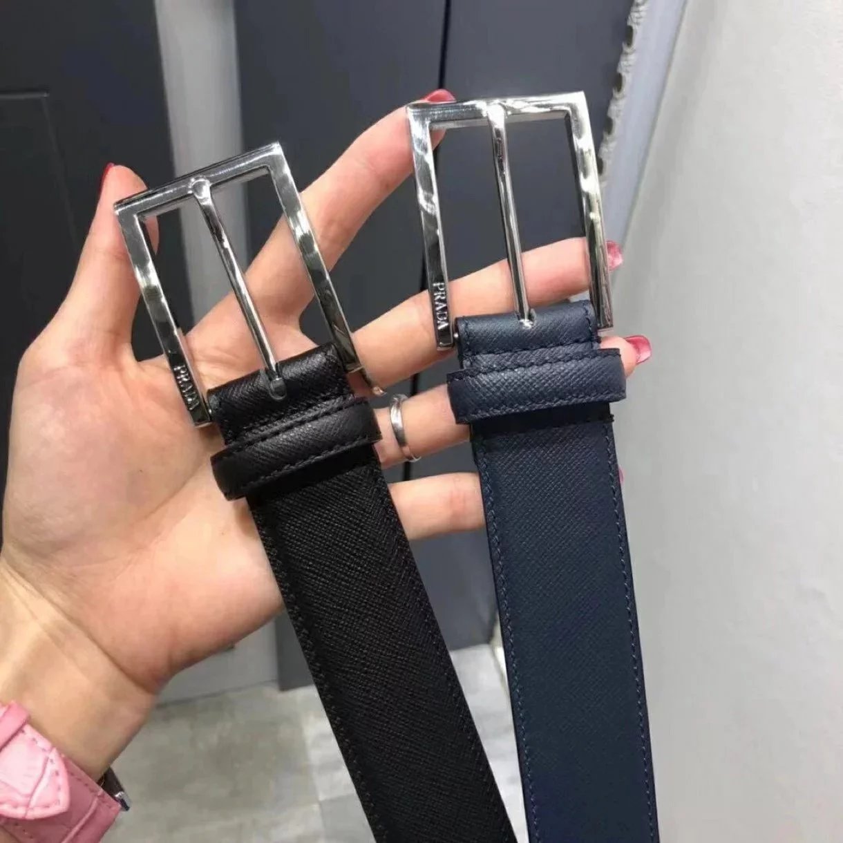 Prada Classic Business Leather Belt Double-Sided