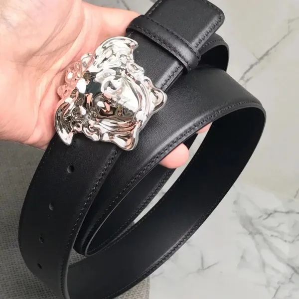 Versace Medusa Head Buckle Leather Belt Black - 3