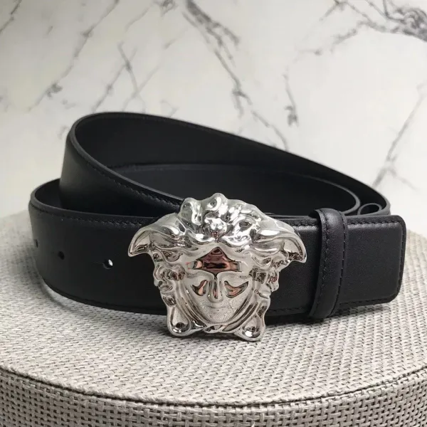 Versace Medusa Head Buckle Leather Belt Black - 2
