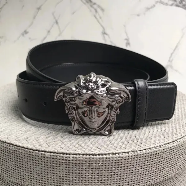 Versace Medusa Head Buckle Leather Belt Black - 7