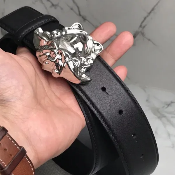 Versace Medusa Head Buckle Leather Belt Black - 4