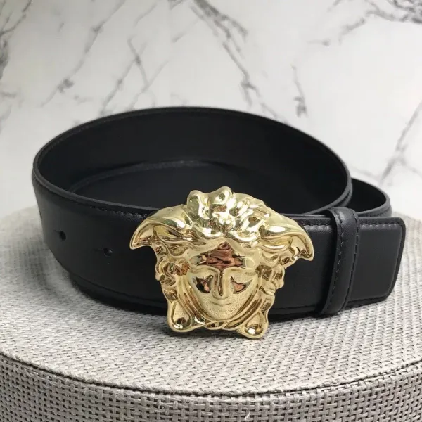 Versace Medusa Head Buckle Leather Belt Black - 11