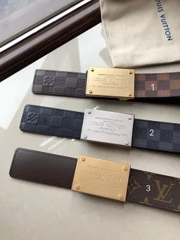 thumbnail for Belt Men's Letter Buckle Men's Belt Ladies Belt Smooth Buckle Belt Men's Leather Belt Casual Simple Leather