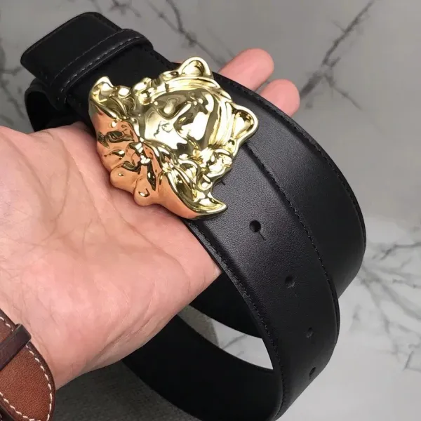 Versace Medusa Head Buckle Leather Belt Black - 9