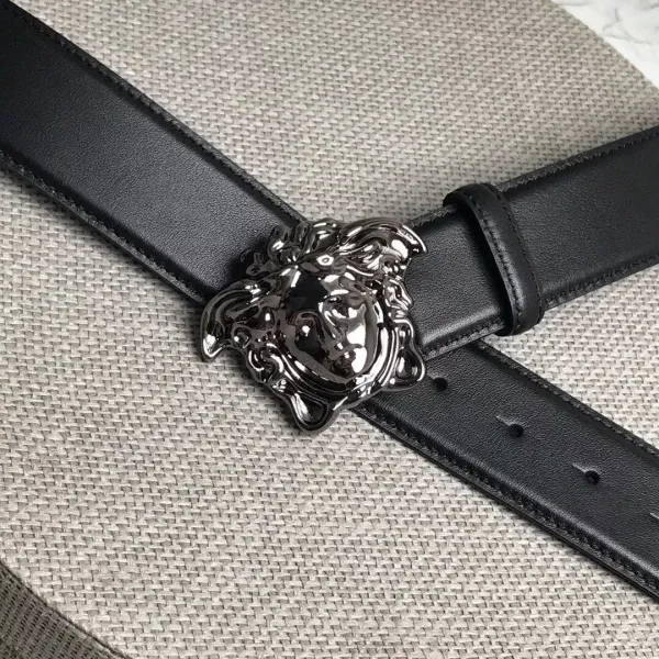 Versace Medusa Head Buckle Leather Belt Black - 5