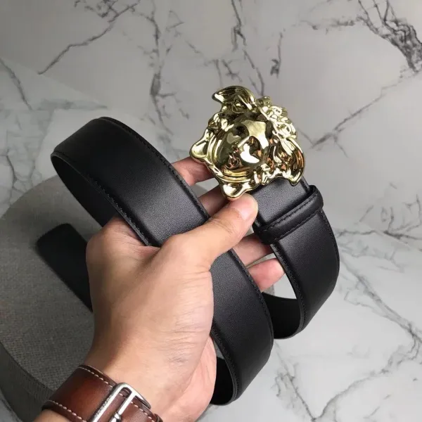 Versace Medusa Head Buckle Leather Belt Black - 8