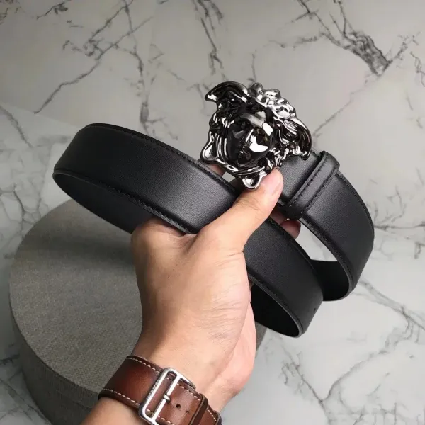 Versace Medusa Head Buckle Leather Belt Black - 6