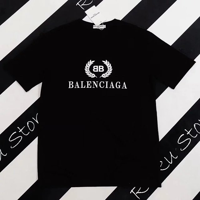 Balenciaga Black Logo Cotton Unisex T-Shirt