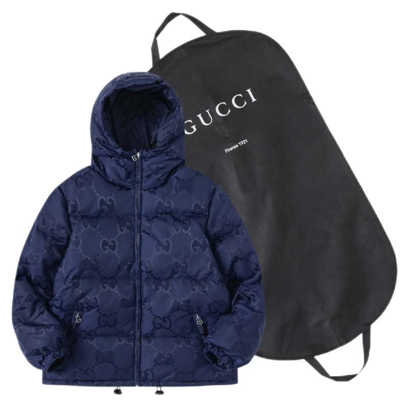 Gucci GG Monogram Navy Down Jacket with Hood - 7