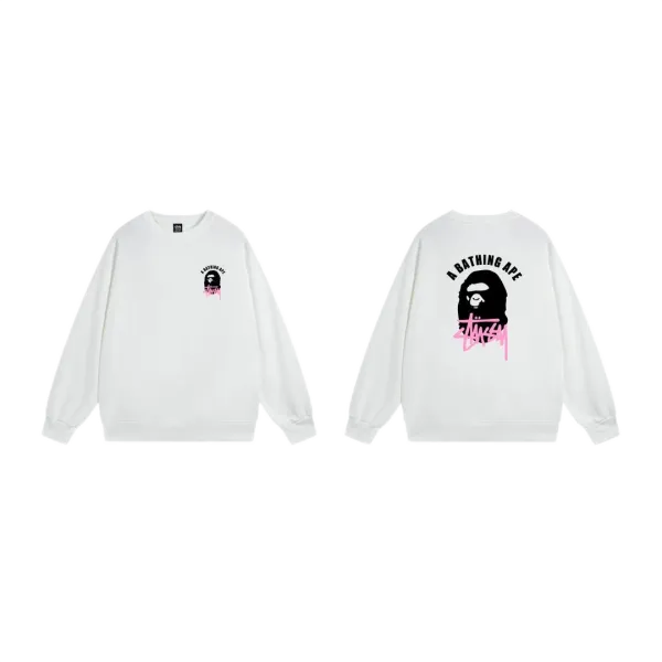 Stussy x A Bathing Ape Logo Graphic Beige Hoodie - 16