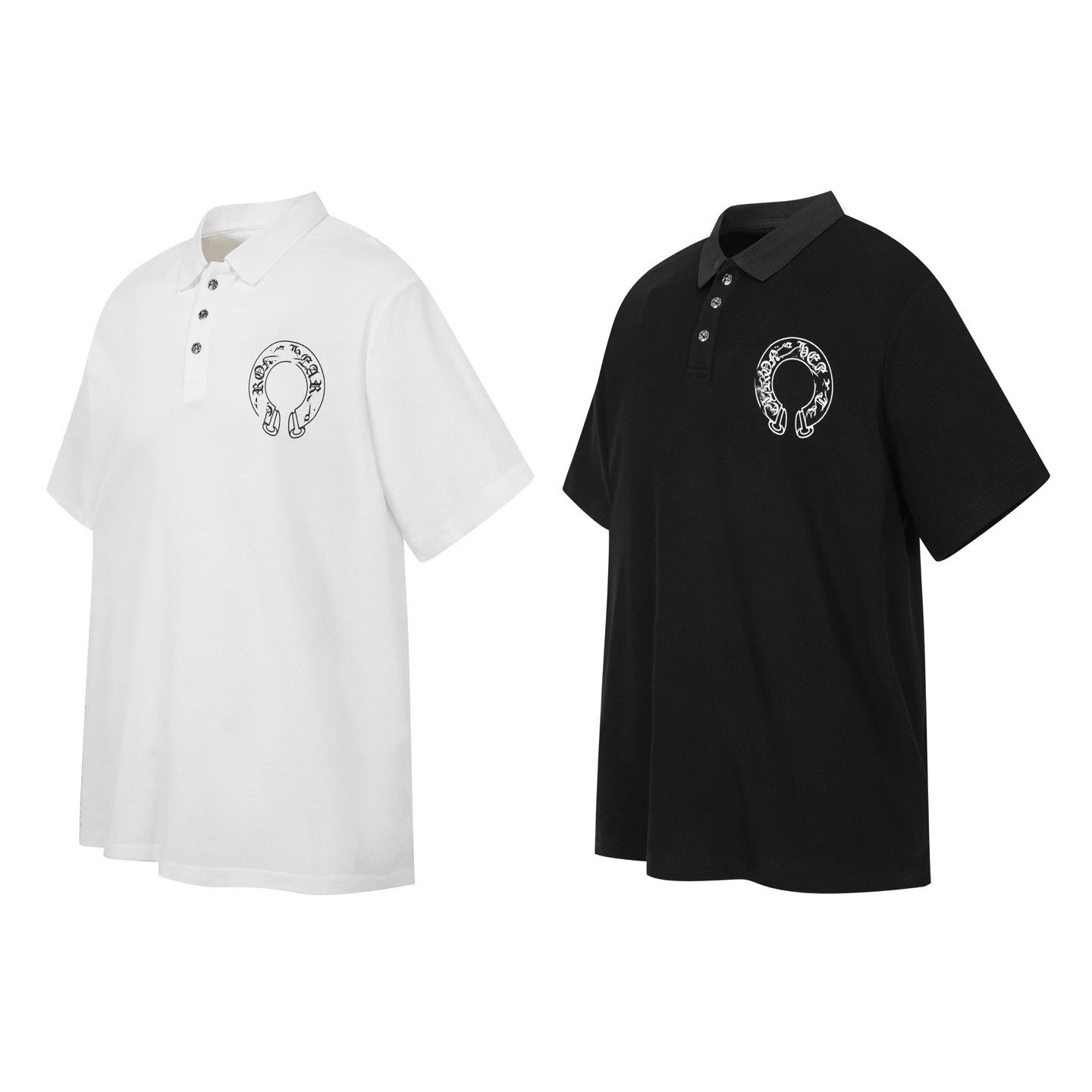 Unisex Polo Shirt White Black 