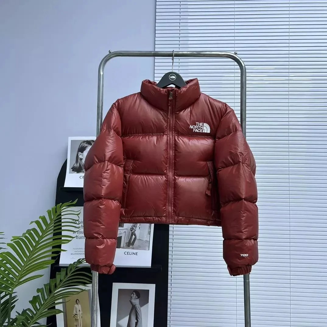 The North Face Down Jackets Cropped stand-collar puffer jacket — Red