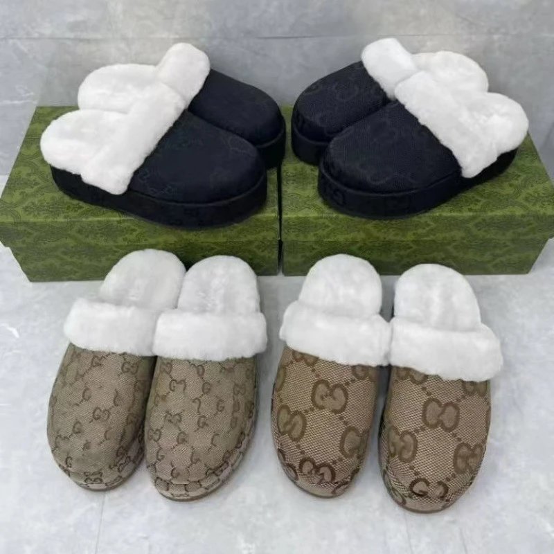 Gucci GG Monogram Beige Furry 