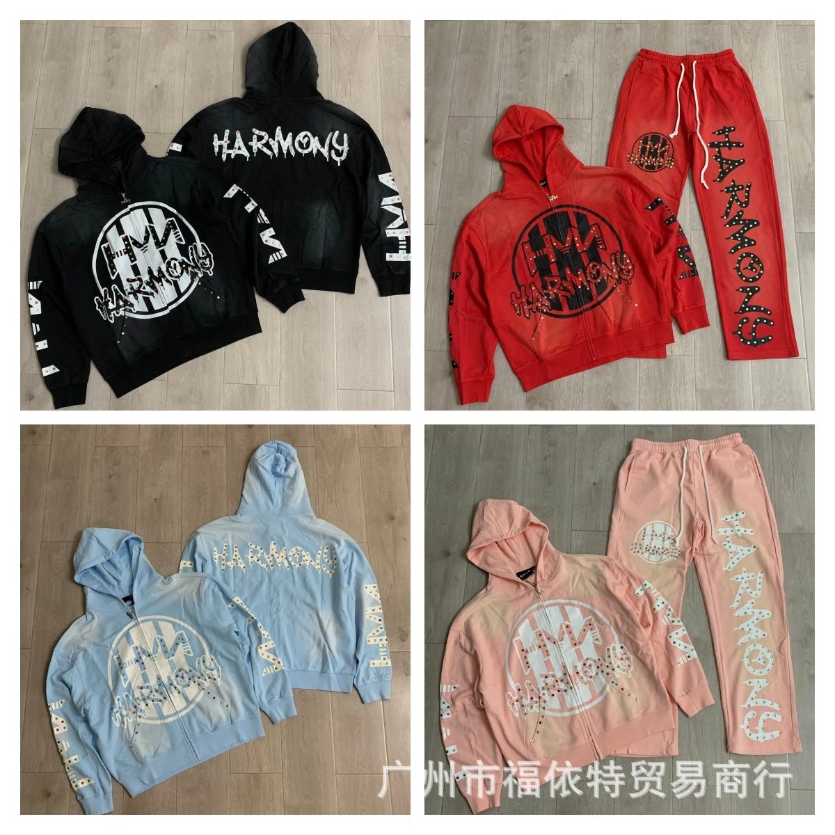 Harmony Hoodie Set Black Red B