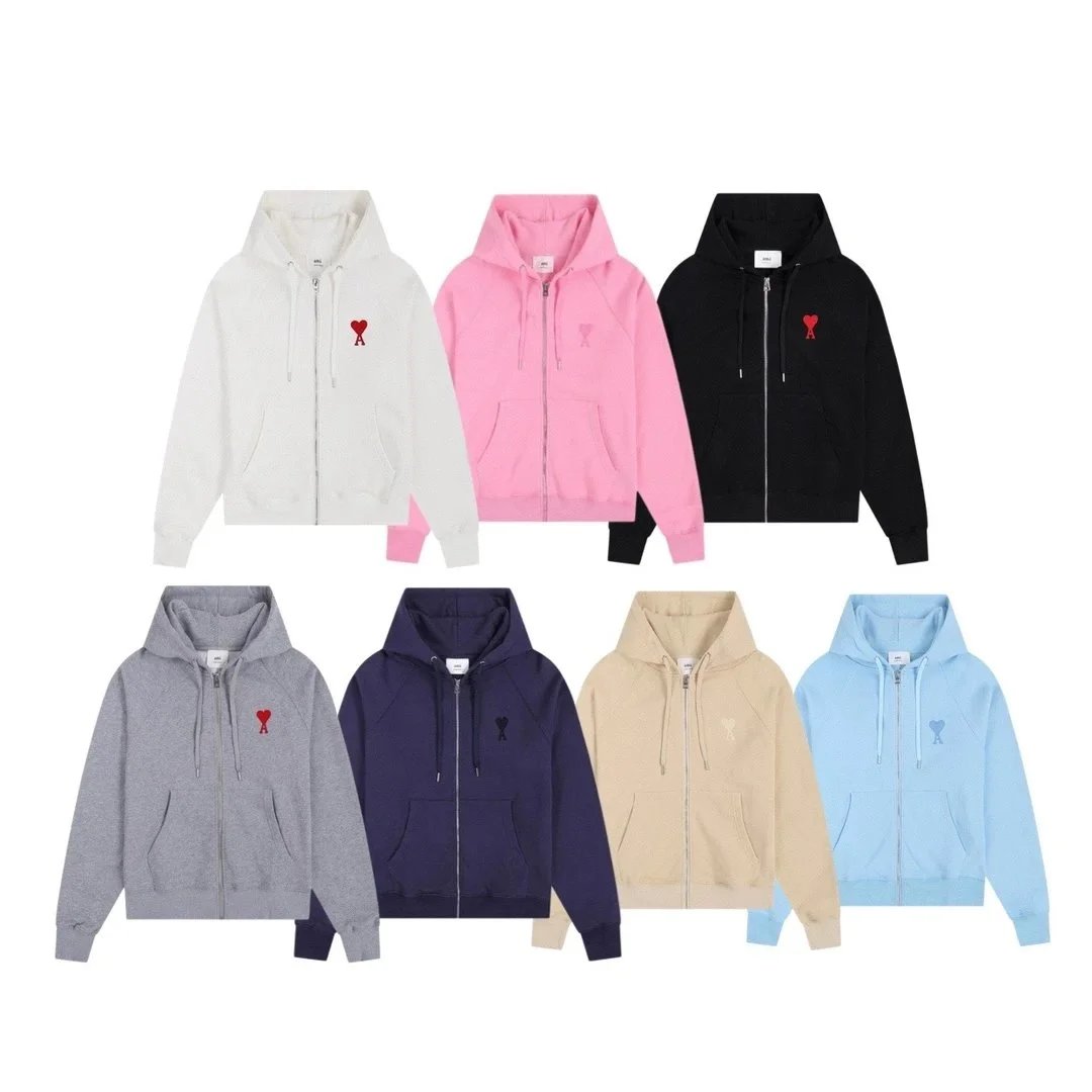 Ami Paris Heart Logo Zip-Up Ho