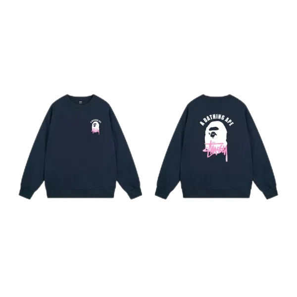 Stussy x A Bathing Ape Logo Graphic Beige Hoodie - 20