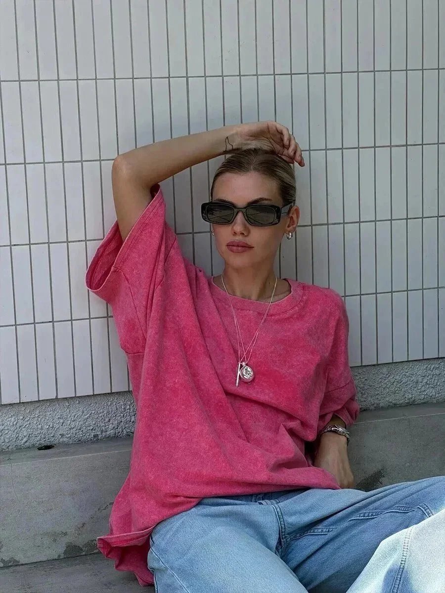 Design Oversized Washed Purple T-Shirt - 10