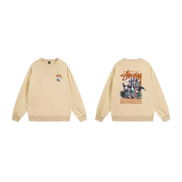 Stussy x A Bathing Ape Logo Graphic Beige Hoodie - 10