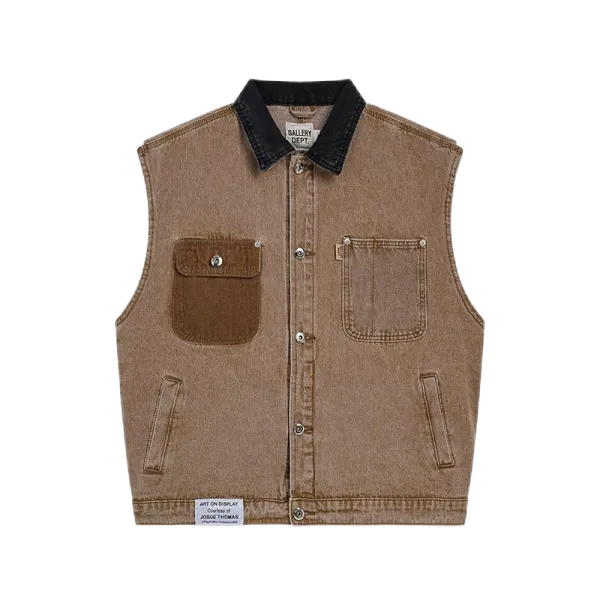 Gallery Dept Art On Display Denim Vest Brown Outerwear.vest - 1