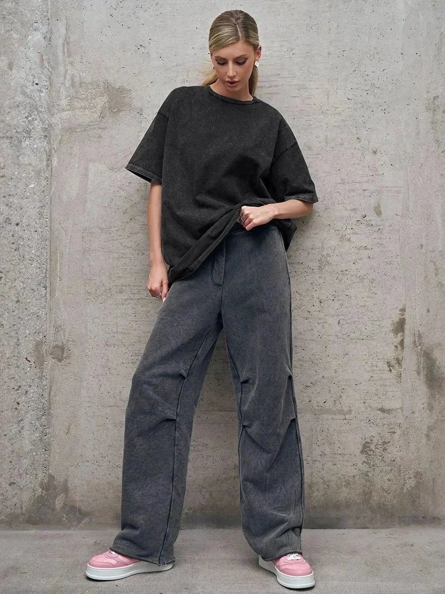 Design Oversized Washed Purple T-Shirt - 7