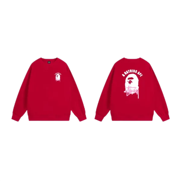 Stussy x A Bathing Ape Logo Graphic Beige Hoodie - 21