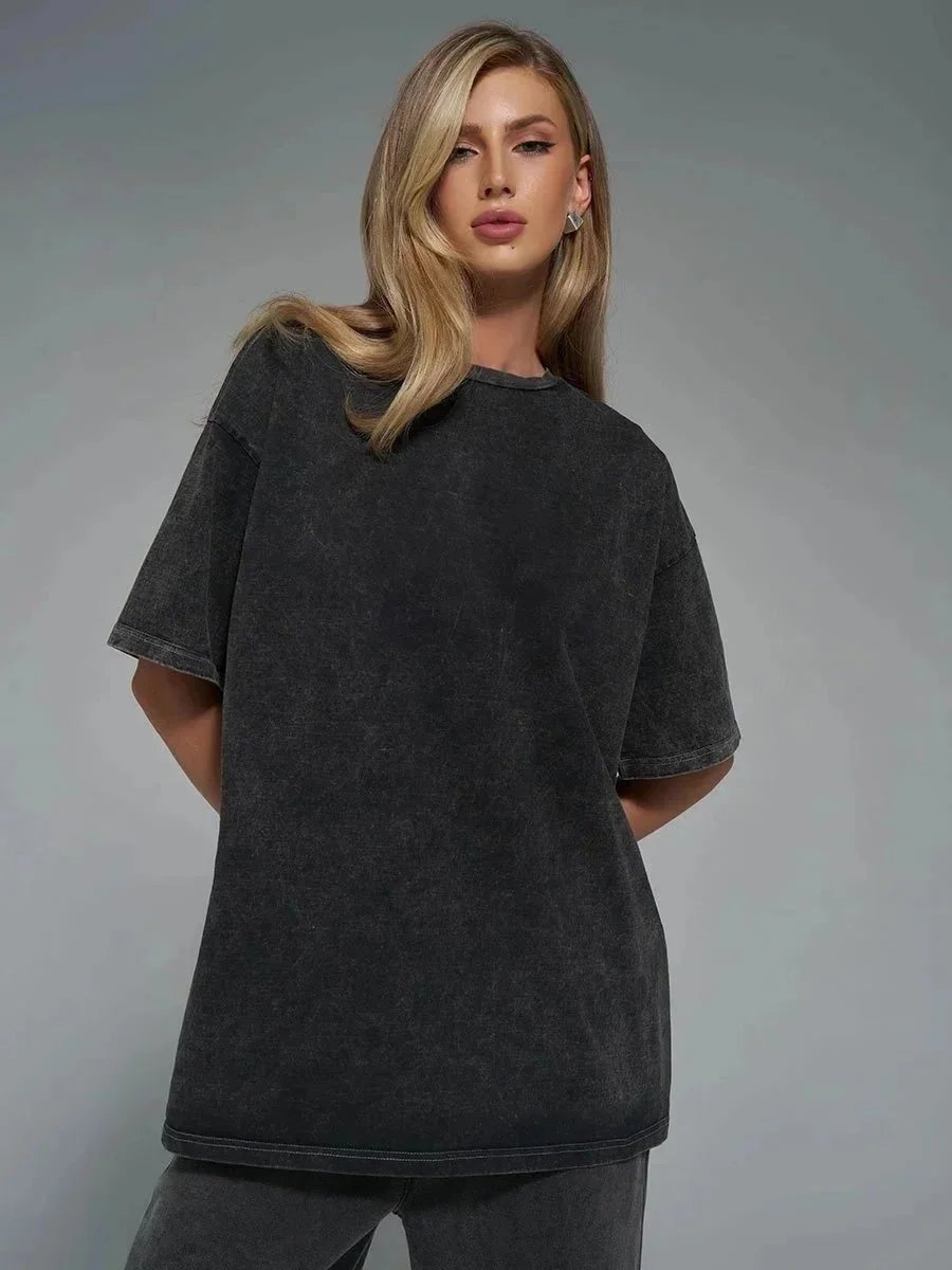 Design Oversized Washed Purple T-Shirt - 8