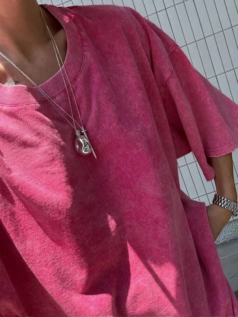 Design Oversized Washed Purple T-Shirt - 9