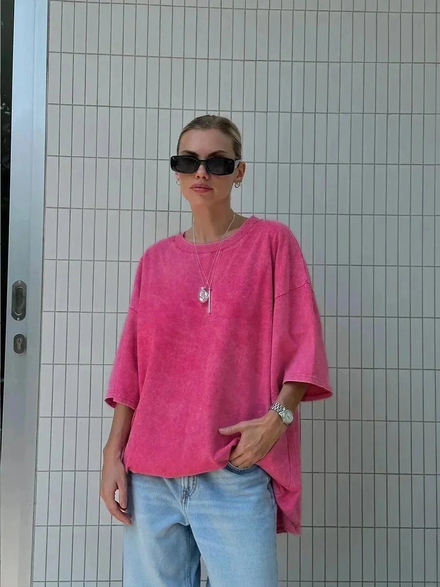 Design Oversized Washed Purple T-Shirt - 11