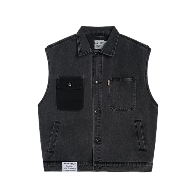 Gallery Dept. Vests Denim Utility Vest with Contrast Collar and Patch Pockets product detail image 2