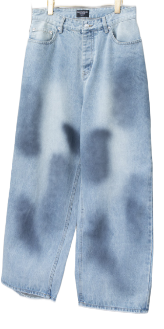 Design Wide-Leg Acid Wash Jeans Blue - 1