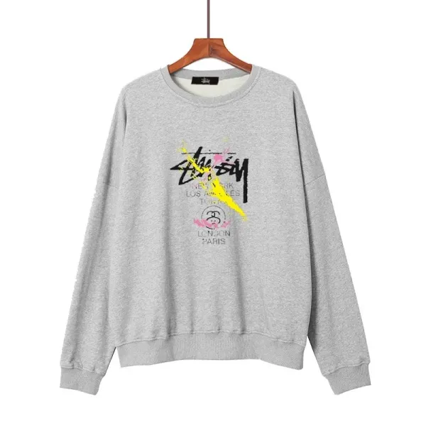 Stussy Graphic Print Oversized Sweatshirt White Hoodie - 5