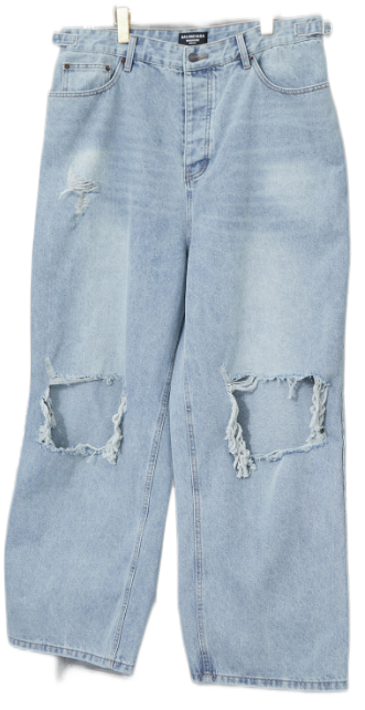 Design Distressed Wide-Leg Light Wash Jeans - 10