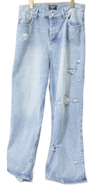 Design Distressed Wide-Leg Light Wash Jeans - 3