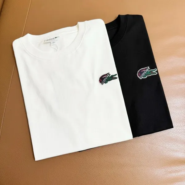 Lacoste Crocodile Embroidered T-Shirt Black and White - 6