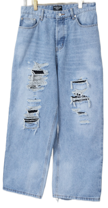 Design Distressed Wide-Leg Light Wash Jeans - 8