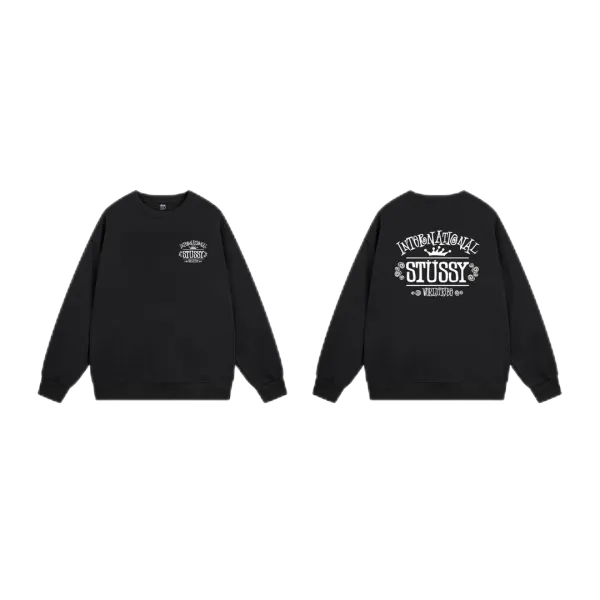 Stussy International Logo Crewneck Sweatshirt Navy Hoodie - 28