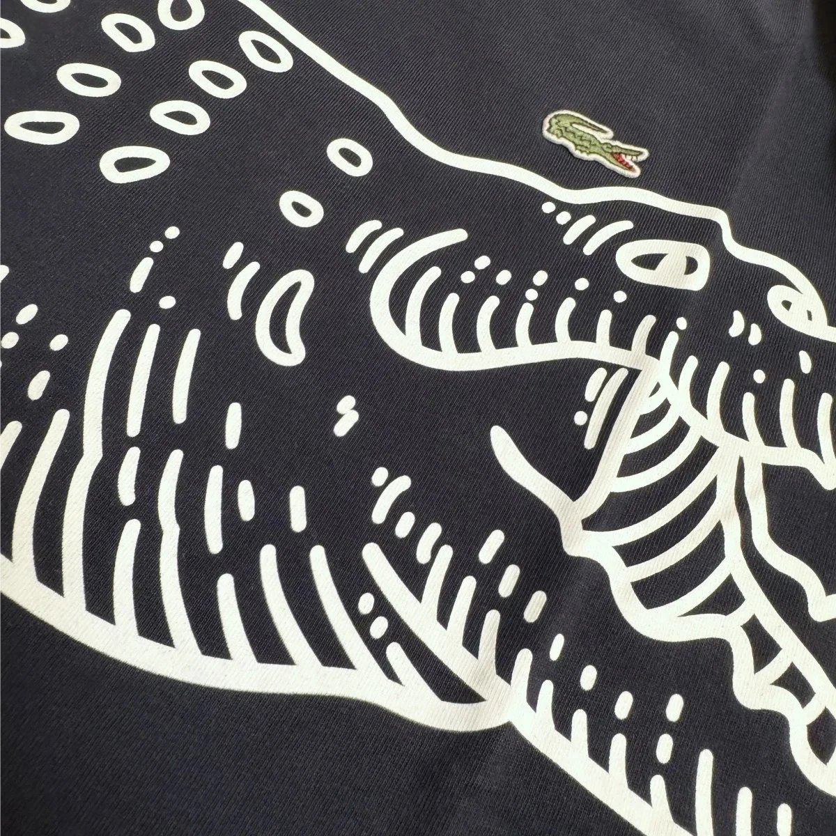 Lacoste Crocodile Graphic Print White T-Shirt - 5
