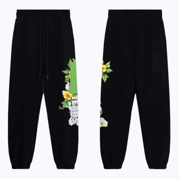 Off-White Floral Print Sweatpants Black - 1