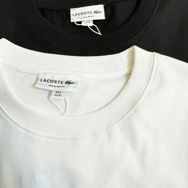 Lacoste Crocodile Embroidered T-Shirt Black and White - 7