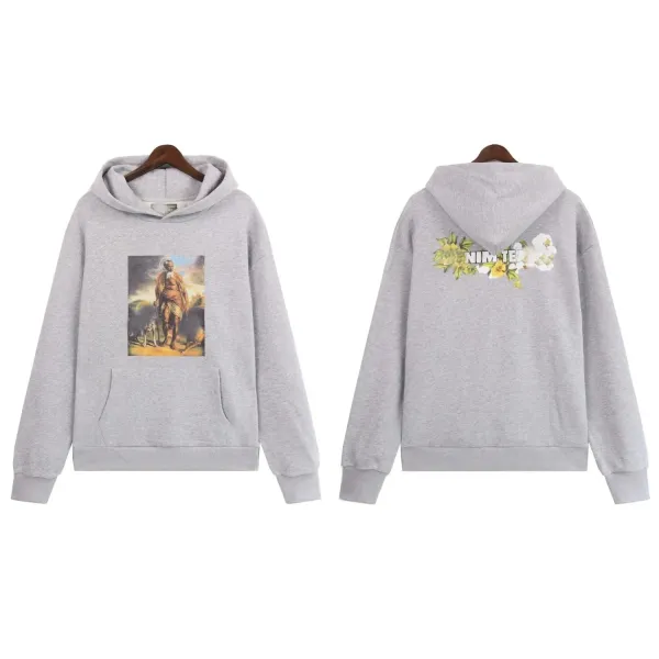 Nim Te Hoodie Gray Religious Art Print Hoodie - 1