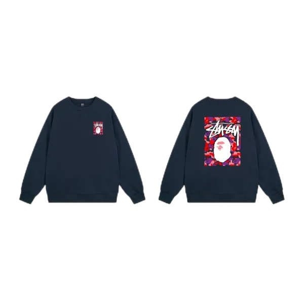 Stussy International Logo Crewneck Sweatshirt Navy Hoodie - 7