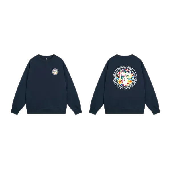 Stussy International Logo Crewneck Sweatshirt Navy Hoodie - 14