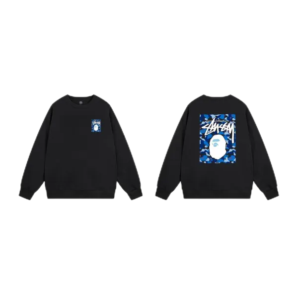 Stussy International Logo Crewneck Sweatshirt Navy Hoodie - 34