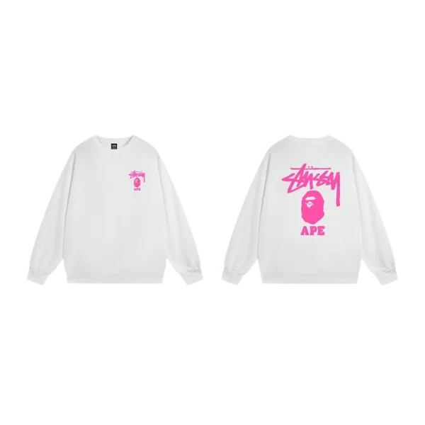 A Bathing Ape Pink Camo Logo Hoodie White - 30