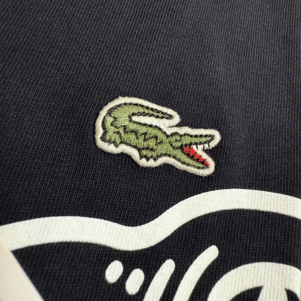Lacoste Crocodile Graphic Print White T-Shirt - 4