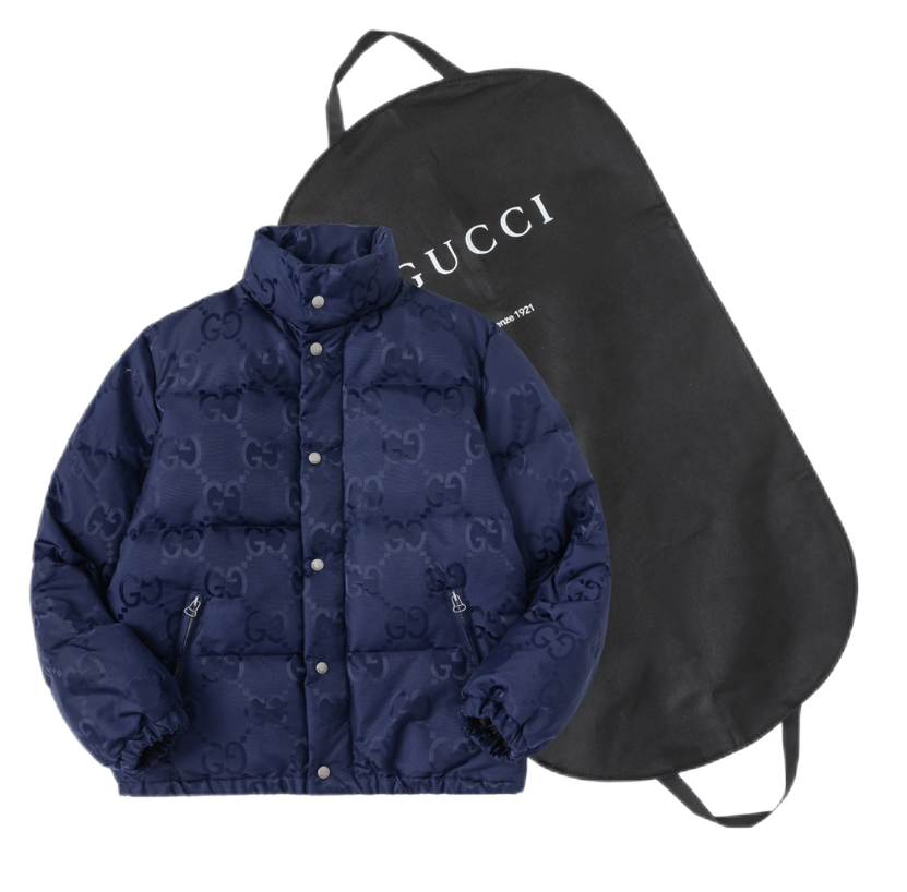 Gucci GG Monogram Navy Down Jacket with Hood - 5